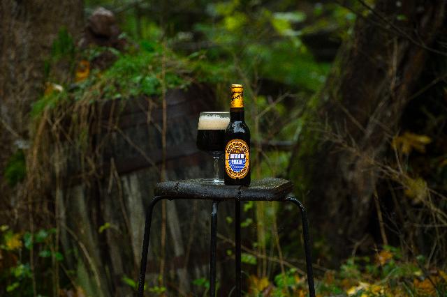 Ölflaska på stubbe. Foto: Spivi